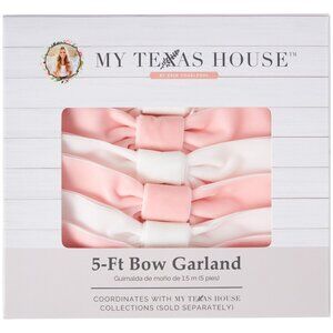 My Texas House 5ft Pink & White Bow Garland, Easter 2025